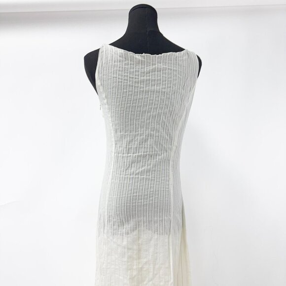 VINTAGE 90S STYLE SHEER CREAM DRESS WITH GATHERED DETAILS AND RUFFLE DETAILS - Picture 6 of 13